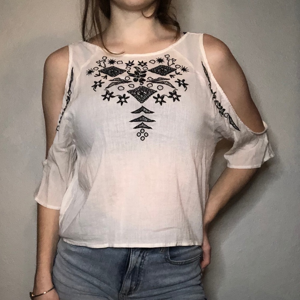 H&M White Flowy Floral Top